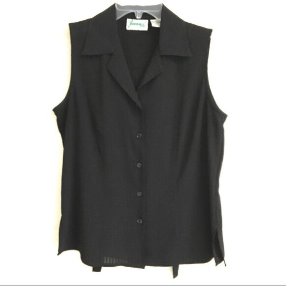 Vintage semi sheer black dark academia sleeveless blouse M - Picture 1 of 9